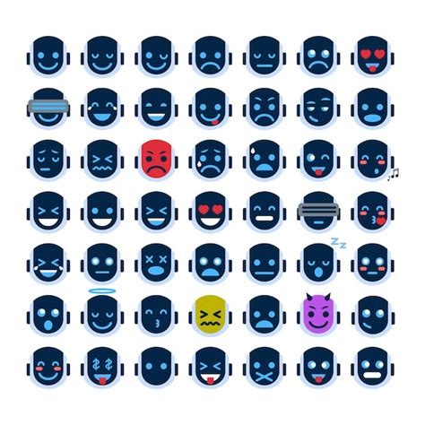Premium Vector Robot Face Icons Set Smiling Faces Different Emotion