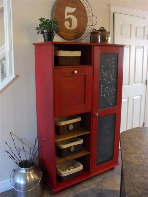 Was into totally black for years til i got black appliances and then got the red stuff to brighten up the room. Barn Red Cabinet | Red cabinets, Redo furniture, Red barns