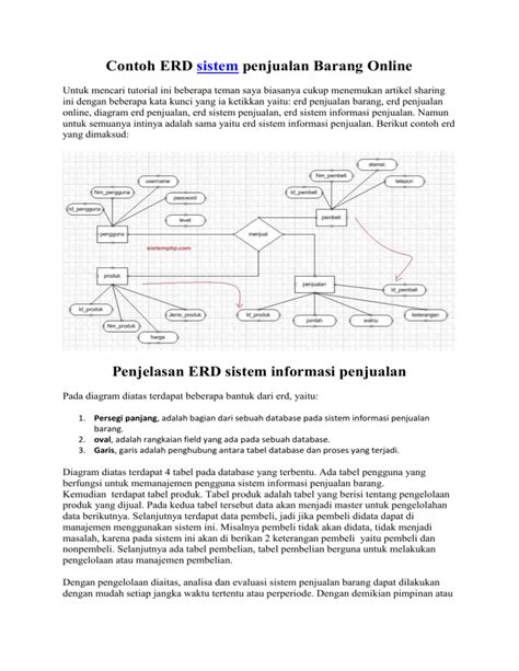 Contoh Erd Sistem Penjualan Barang Online