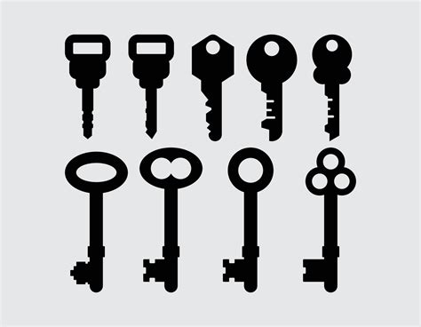 Keys Silhouette Bundle Set Element Clipart Isolated Icon Symbol Logo