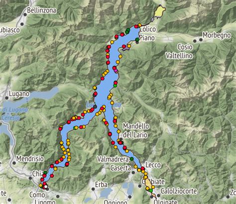 Diverse crociere a tema sono organizzate dall'ente gestione navigazione laghi, oltre al normale servizio di navigazione lacustre, nei mesi di luglio e agosto, è possibile effettuare con il concordia la crociera con servizio. Navigazione sul Lago di Como (Lario) | masmap