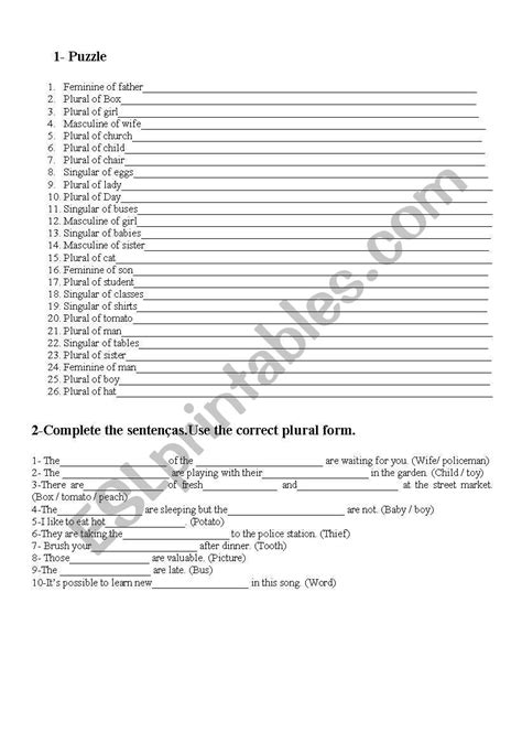 English worksheets: Plural of Nouns
