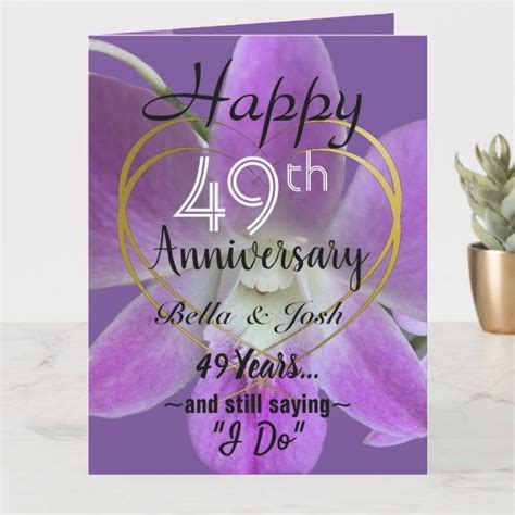 Orchid Flower 49th Wedding Anniversary Card Zazzle 49th Wedding