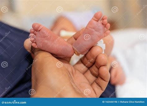 African American Father Holding Newborn Baby In Hospital Stock Photo