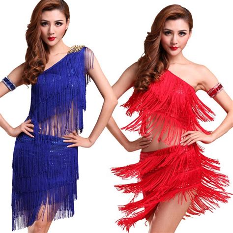 2018 Sexy Women Multi Color One Shoulder Party Dance Dress Salsa Tango Cha Cha Latin Dancewear