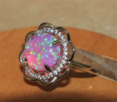 Pink Fire Opal Cz Ring Gemstone Silver Jewelry Sz 8 Chic Modern
