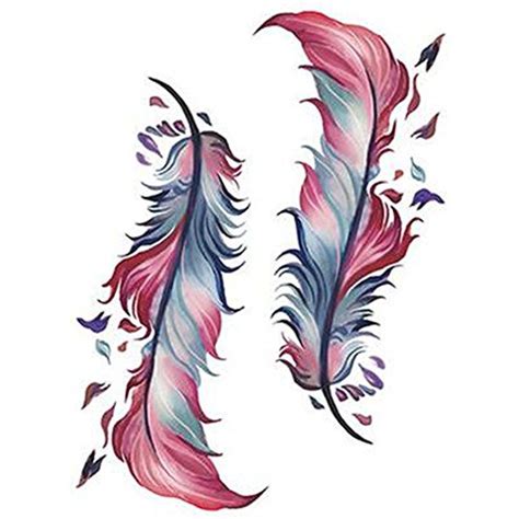 Individual Styles Feathers Colorful Temporary Tattoos Fashion Tattoos Stickers Click Image