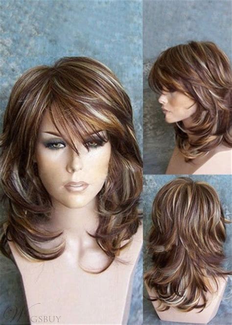 Long Layered Wavy Mixed Red Synthetic Hair Capless Wigs 14 Inches
