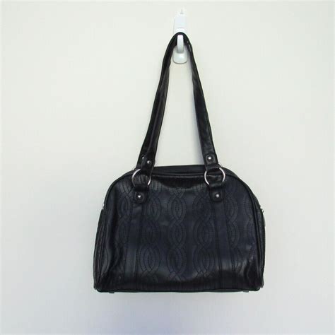 Bella Russo Black Faux Leather Quilted Shoulder Bag Purse Adj Strap