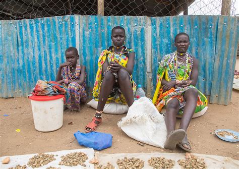 Toposa Tribe Women In Traditional Clothing In A Market Namorunyang
