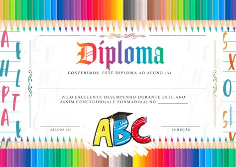 Diploma Formatura Abc Gratis Para Editar Fazendo A Nossa Festa