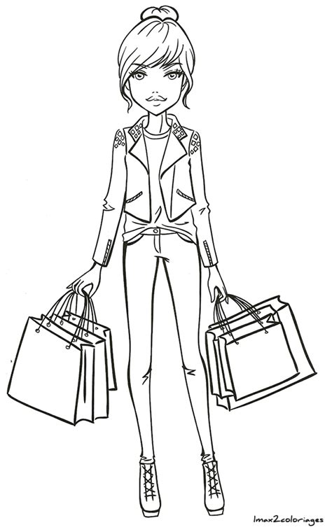 Amusestoi à colorier ces filles à la mode, la mode shopping