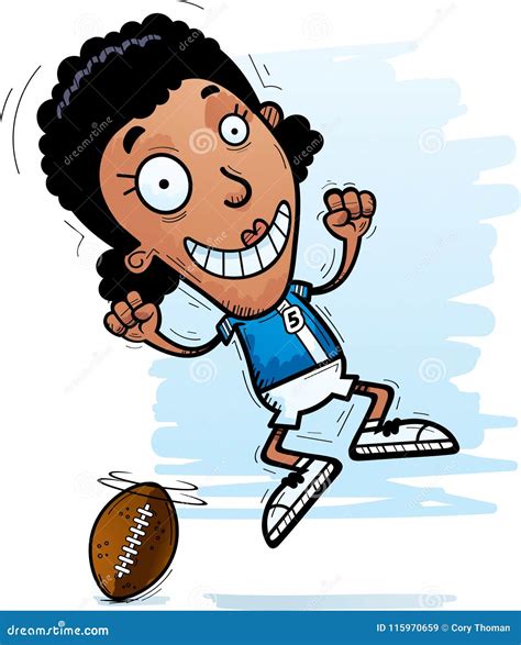 Cartoon Black Football Player Jumping Stock Vector Illustration Of