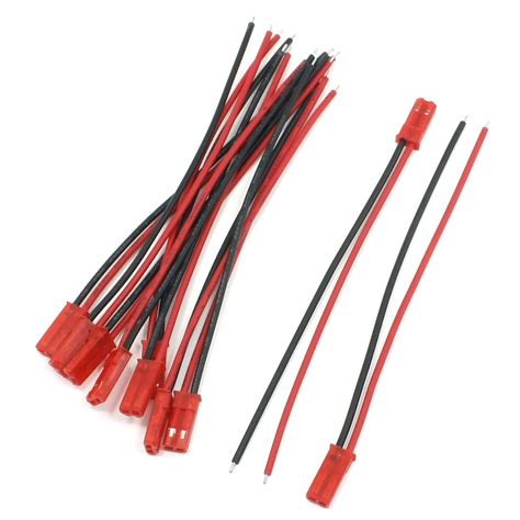 10pcs 2pin Jst Male Plug 22awg Wire Cable 100mm Long For Rc Model Plane