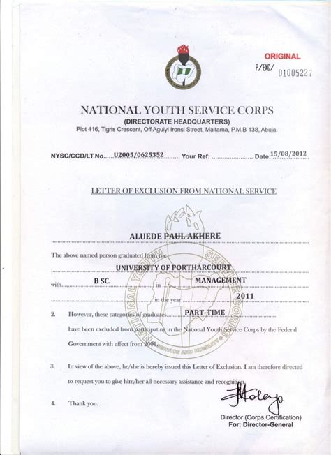 Nysc Letter