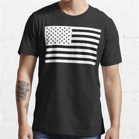 Black And White Usa Flag T Shirt For Sale By Shabzdesigns Redbubble
