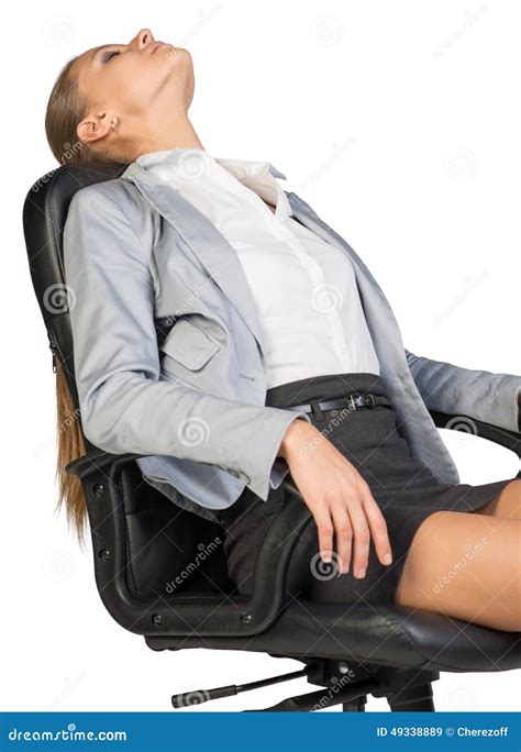 Businesswoman Resting In Office Chair With Her Stock Image Image Of