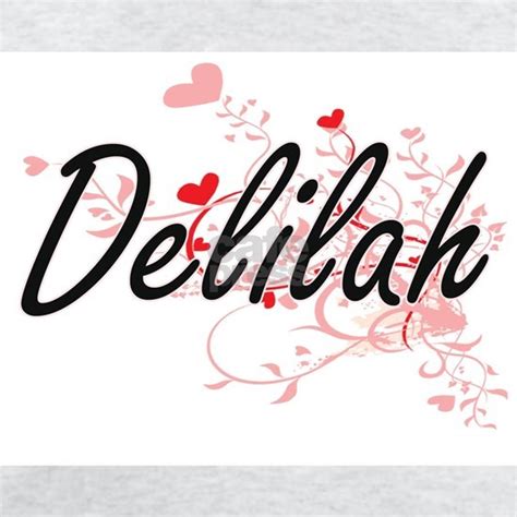 Delilah Artistic Name Design With Hearts Light T Shirt Delilah Artistic