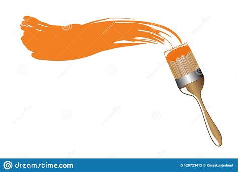 Paint With A Brush With Orange Color Stock Vector Illustration Of