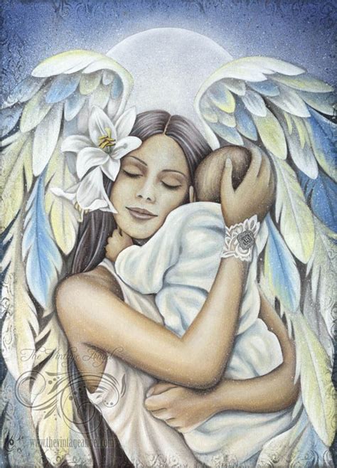 Comfort Angel Holding Baby Angel Art Print By Jessica Galbreth Angel