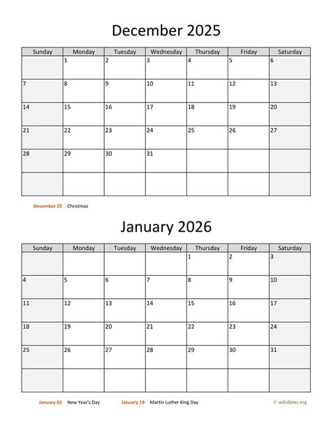 December 2025 And January 2026 Calendar