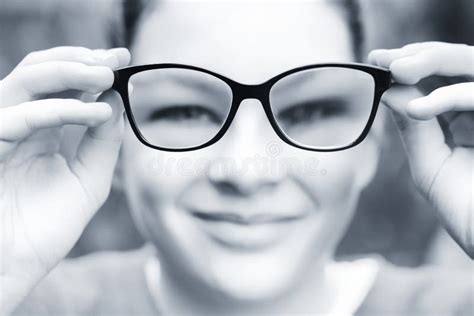 Teenage Girl With Myopia Correction Glasses Stock Photo Image Of