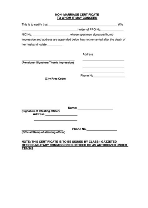 Non Marriage Certificate Form Printable Pdf Download
