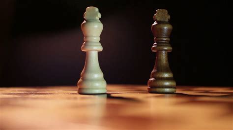 Low Angle Shot Of King Chess Pieces Standing Stock Footage Sbv