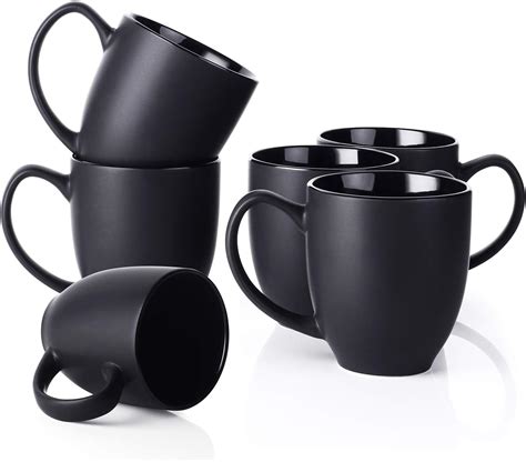 buy dowan coffee mugs balck coffee mugs set of 6 16 oz ceramic coffee cugs with large handles