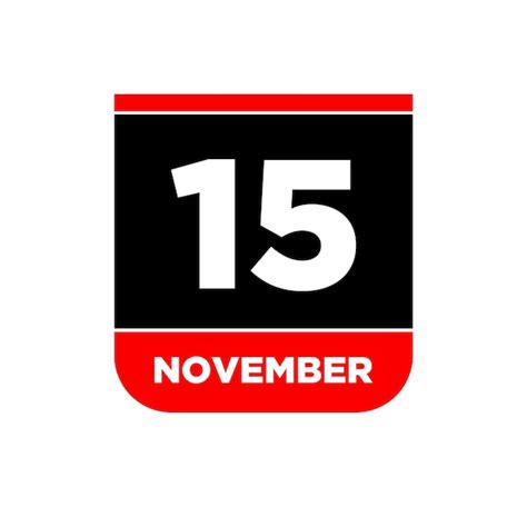 Premium Vector 15th November Calendar Date Icon 15 Nov Lettering