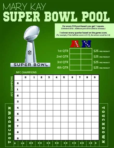 Super Bowl Pool Template Printable Kids Entertainment