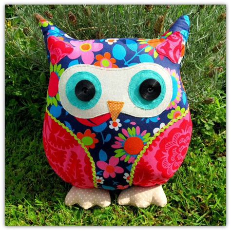 flowery owl owl cushion rag dolls handmade owl fabric