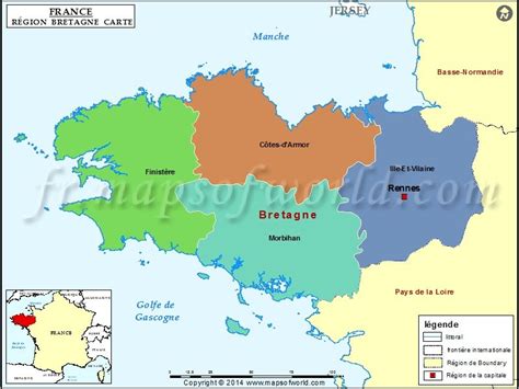 Carte plastifiée souple ou magnétique pour le bureau. Carte de Bretagne | Mapas