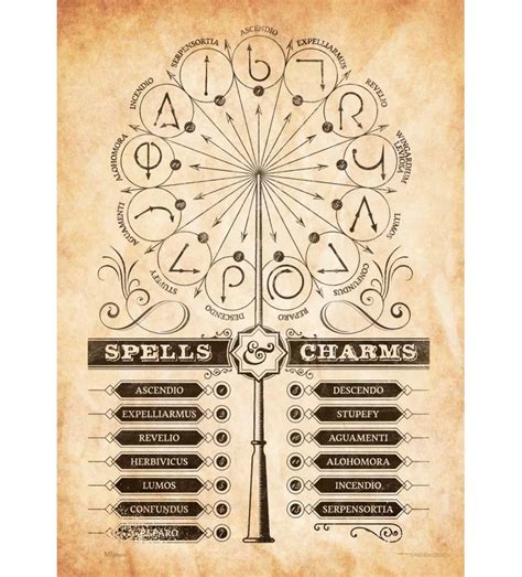 Harry Potter Spells And Charms Unframed Graphic Art Print On