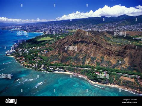 Aerial View Of The Famous Diamond Head Crater And Surrounding Area