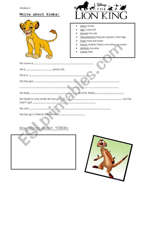 Lion King Ecosystem Worksheet