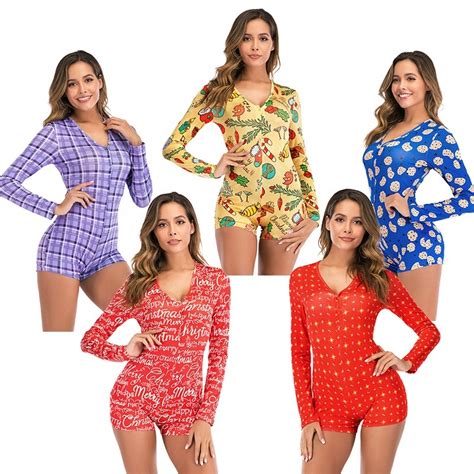 Sexy Hot V Neck Women Pyjamas Print Long Sleeve Bodycon Ladies Pajamas