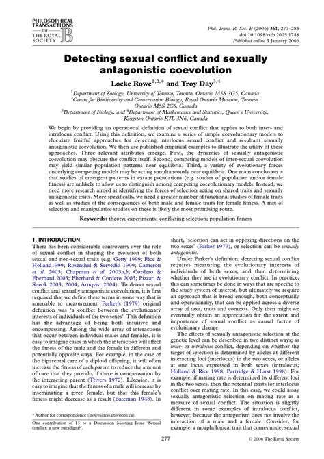 Pdf Detecting Sexual Conflict And Sexually Antagonistic Coevolution