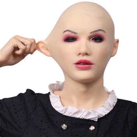 Realistic Silicone Female Head Mask Crossdresser Face Mask For Women