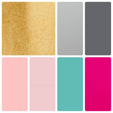 Colour Palette Blush Pink Hot Pink Teal Gold Light And Dark Grey