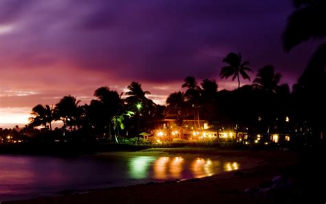 夜のハワイビーチ 風景のhd壁紙プレビュー