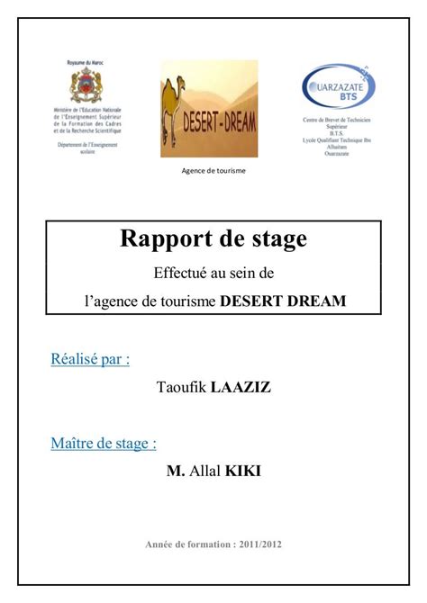 Rapport De Stage Desert Dream