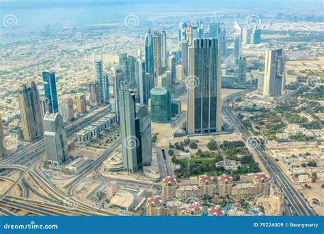 Dubai Downtown Aerial View Stock Image Image Of High 79224009