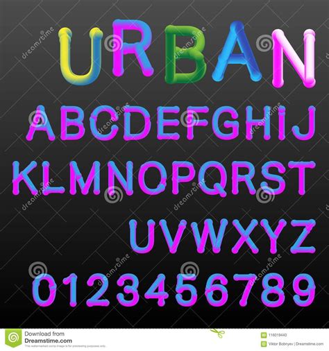 3d Gradient Colors Alphabet Font Template Stock Vector Illustration