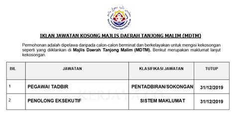 Tempat menarik di tanjung malim, mee kicap ayah din, tasik proton city, pasar malam pekan hari sabtu, go kart dan memanah di. Permohonan Jawatan Kosong Majlis Daerah Tanjong Malim ...