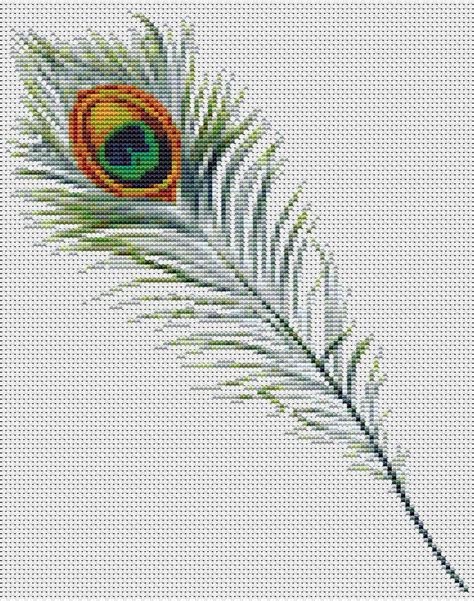 Peacock Feather Cross Stitch Pattern PDF Peacock Cross Stitch Chart Embroidery Ch Fleurs Au