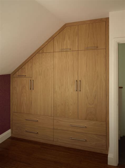 Modern Fitted Wardrobe Made In Oak Veneer And Fitted Into Eaves Space