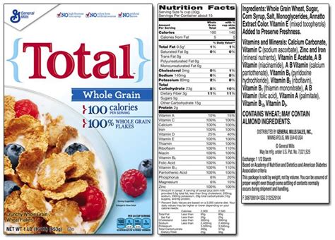 Total Product List Whole Grain Wheat Food Nutrition Facts