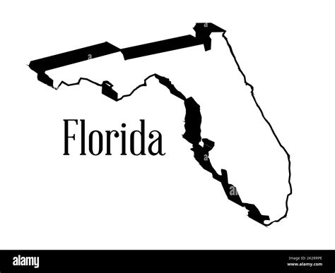 3d Outline Silhouette Of The Map Of Florida Isolated On White Stock
