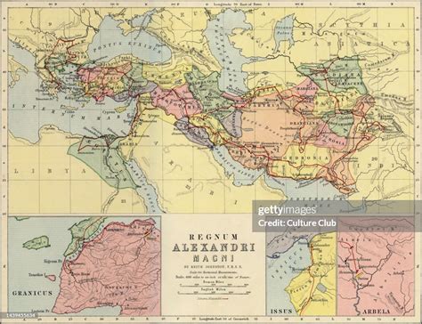 Map Of The Empire Of Alexander The Great Showing His Conquest Route